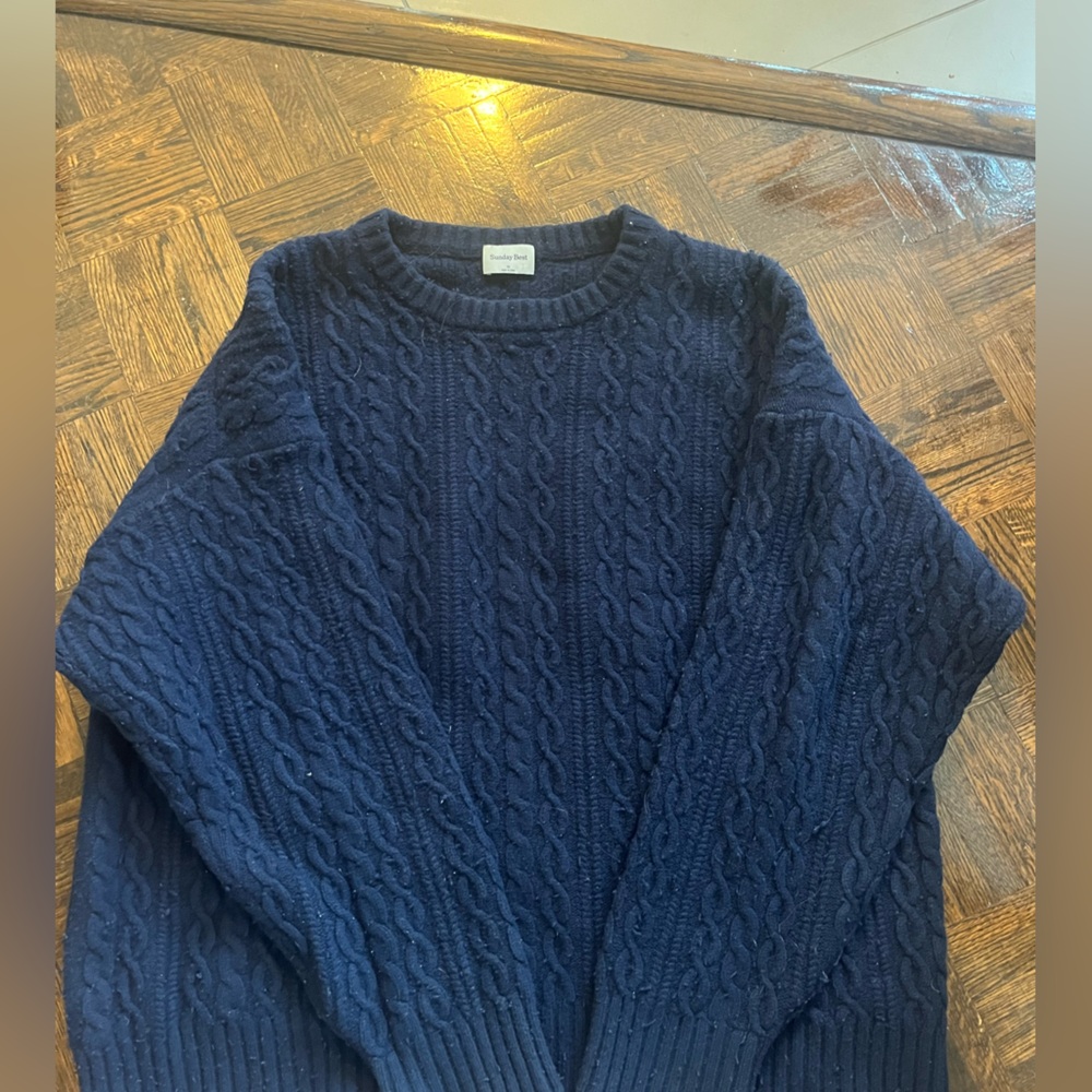 Aritzia Navy Cable Knit Sweater - Size M